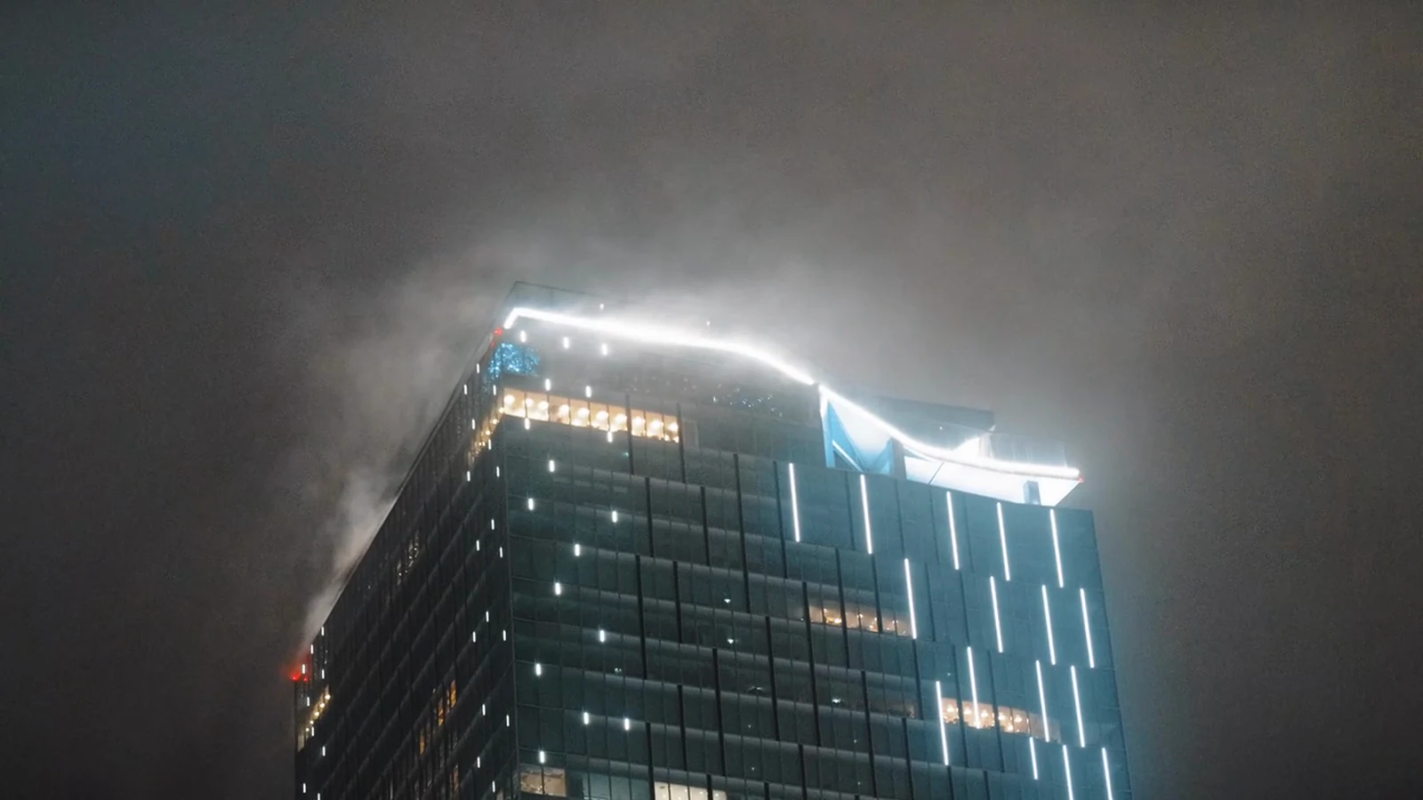A tower in night mist